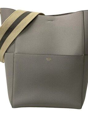 CELINE Sangle Medium - Gray Soft grained calfskin Shoulder Bag